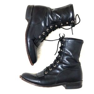 Vintage Black Leather Justin Boots